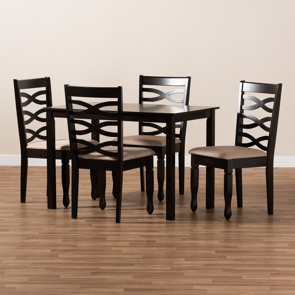 Baxton Studio - Lanier Dining Set in Sand Brown/Espresso - RH318C-Sand/Dark Brown-5PC Dining Set view 4