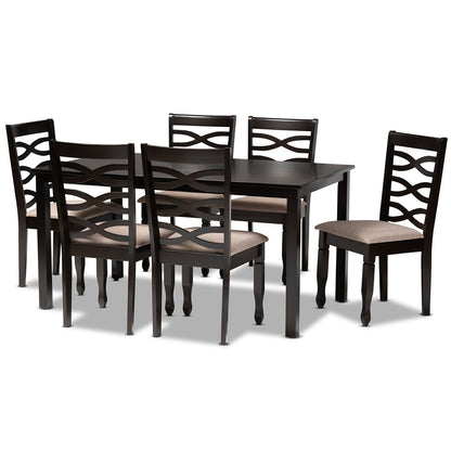 Baxton Studio - Lanier Dining Set in Sand/Dark Brown - RH318C-Sand/Dark Brown-7PC Dining Set view 1