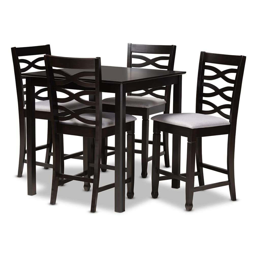Baxton Studio - Lanier Pub Set in Gray/Espresso - RH318P-Grey/Dark Brown-5PC Pub Set view 1