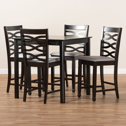 Baxton Studio - Lanier Pub Set in Gray/Espresso - RH318P-Grey/Dark Brown-5PC Pub Set view 5