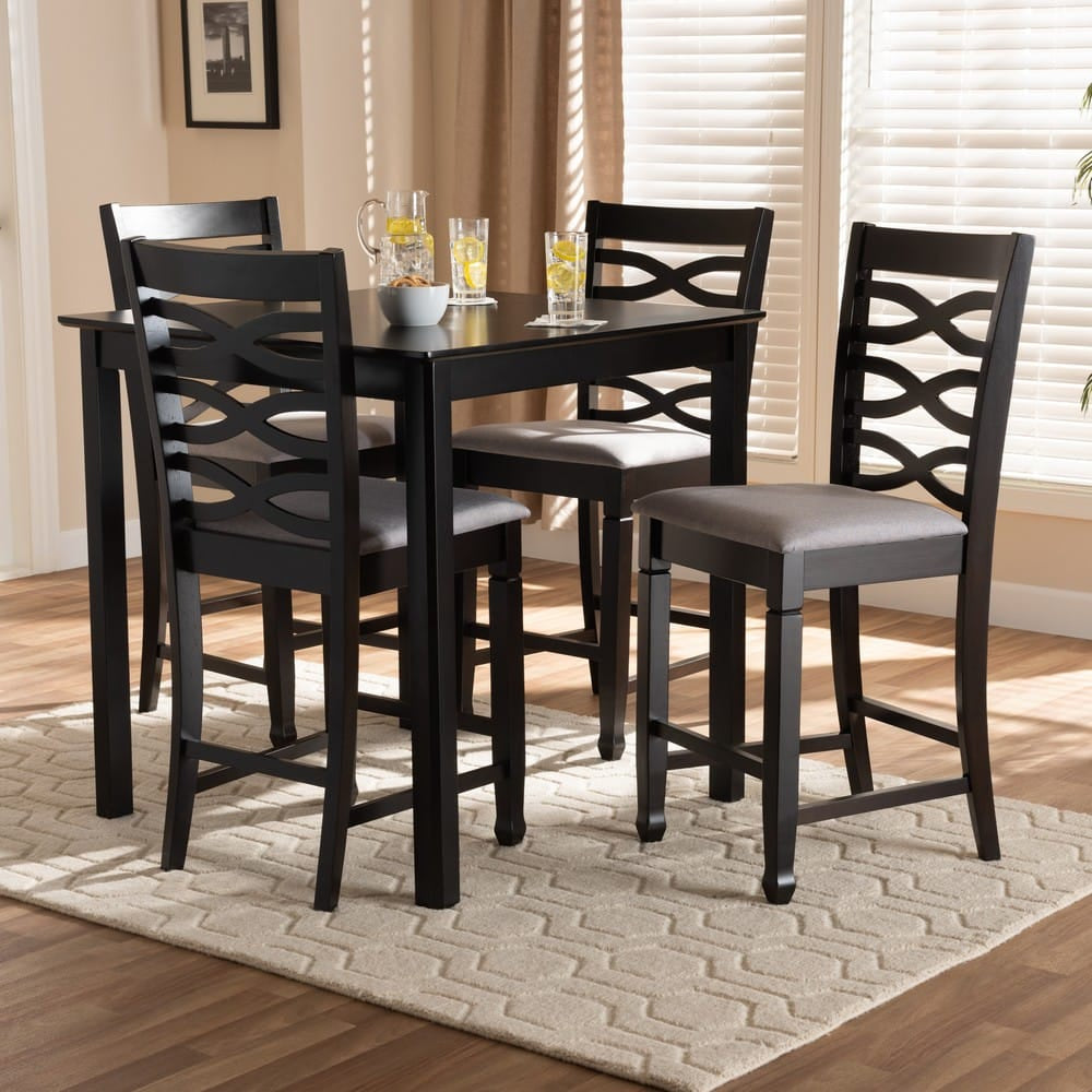 Baxton Studio - Lanier Pub Set in Gray/Espresso - RH318P-Grey/Dark Brown-5PC Pub Set view 6