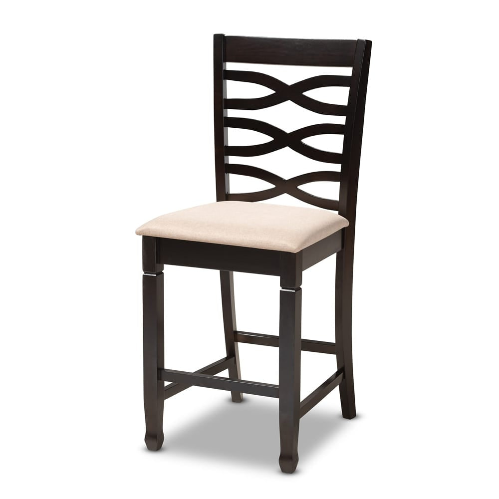 Baxton Studio - Lanier Pub Set in Sand/Espresso - RH318P-Sand/Dark Brown-5PC Pub Set view 2