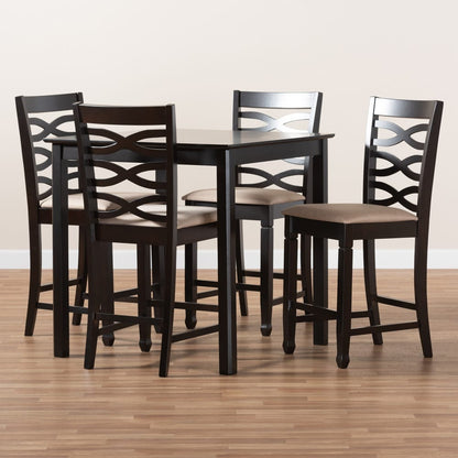 Baxton Studio - Lanier Pub Set in Sand/Espresso - RH318P-Sand/Dark Brown-5PC Pub Set view 5