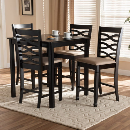 Baxton Studio - Lanier Pub Set in Sand/Espresso - RH318P-Sand/Dark Brown-5PC Pub Set view 6
