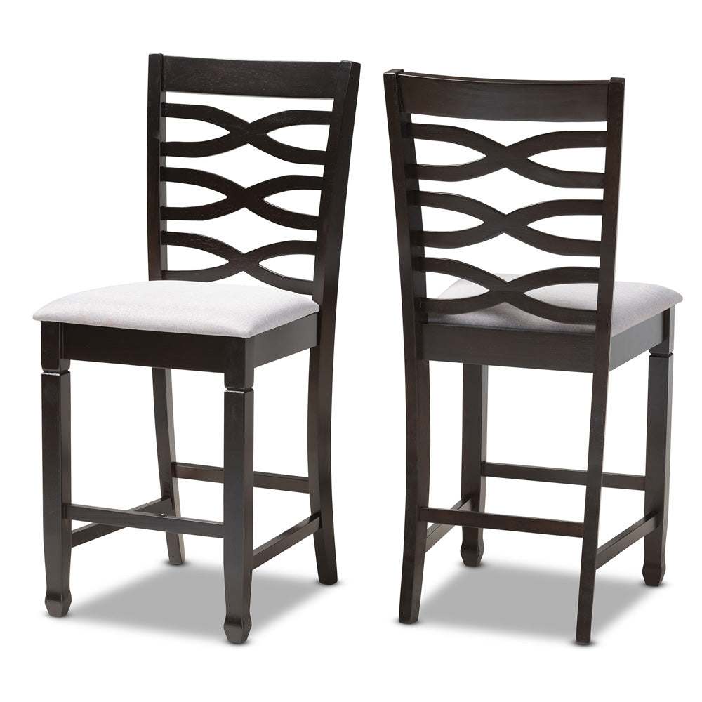 Baxton Studio - Lanier Set of 2 Counter Stools in Gray/Espresso - RH318P-Grey/Dark Brown-PC view 1