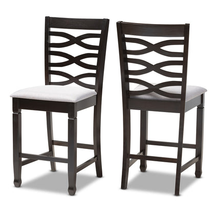 Baxton Studio - Lanier Set of 2 Counter Stools in Gray/Espresso - RH318P-Grey/Dark Brown-PC view 1