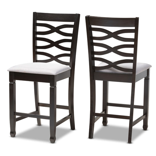 Baxton Studio - Lanier Set of 2 Counter Stools in Gray/Espresso - RH318P-Grey/Dark Brown-PC view 1