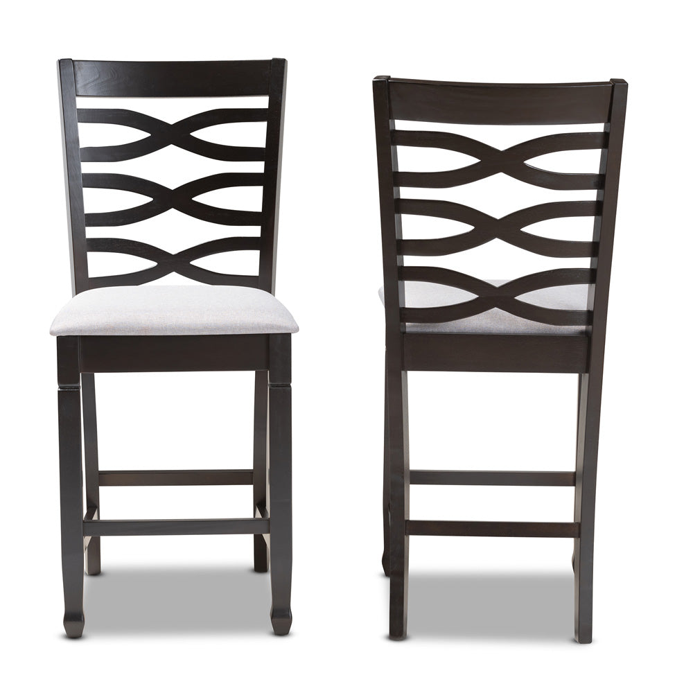 Baxton Studio - Lanier Set of 2 Counter Stools in Gray/Espresso - RH318P-Grey/Dark Brown-PC view 2