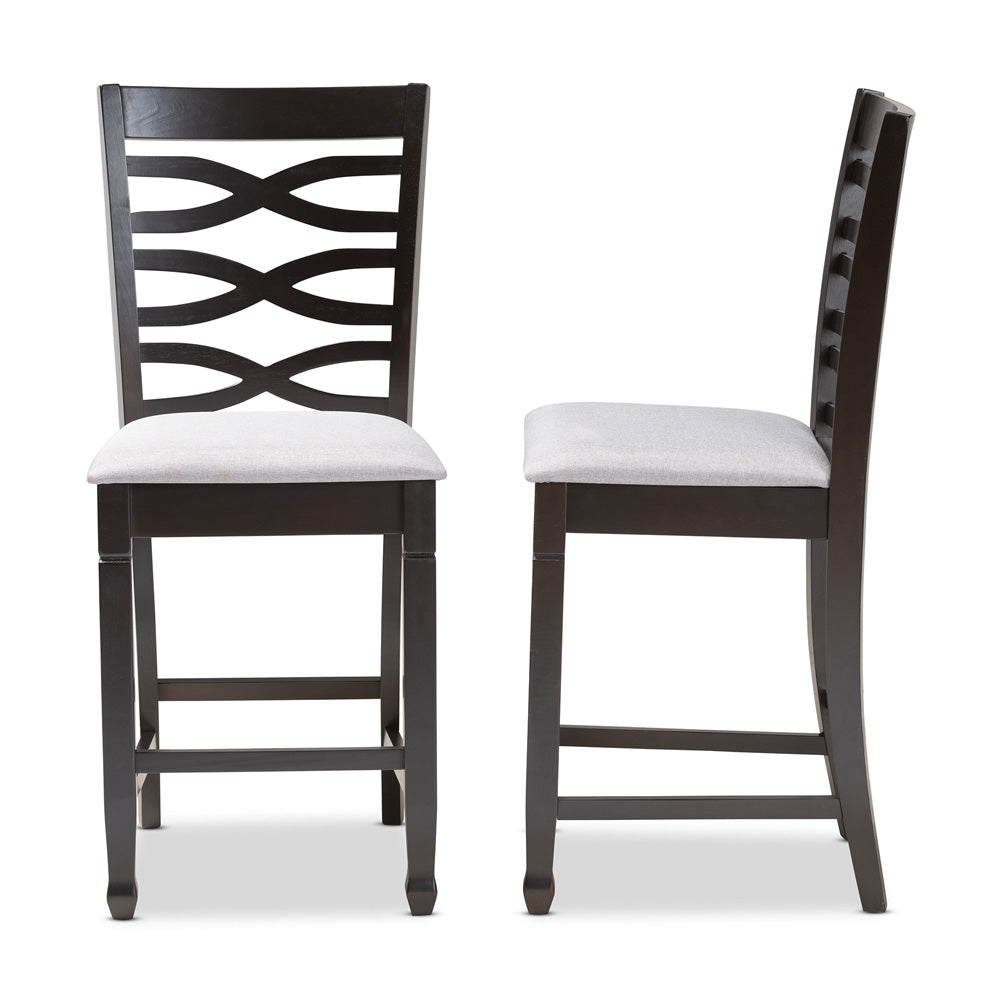 Baxton Studio - Lanier Set of 2 Counter Stools in Gray/Espresso - RH318P-Grey/Dark Brown-PC view 3