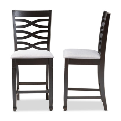 Baxton Studio - Lanier Set of 2 Counter Stools in Gray/Espresso - RH318P-Grey/Dark Brown-PC view 3