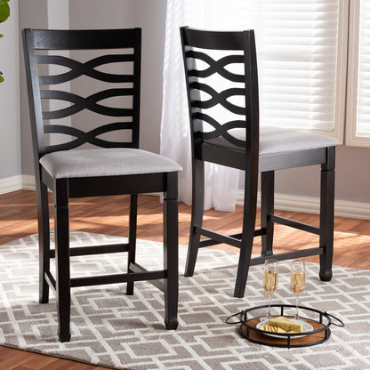 Baxton Studio - Lanier Set of 2 Counter Stools in Gray/Espresso - RH318P-Grey/Dark Brown-PC view 5