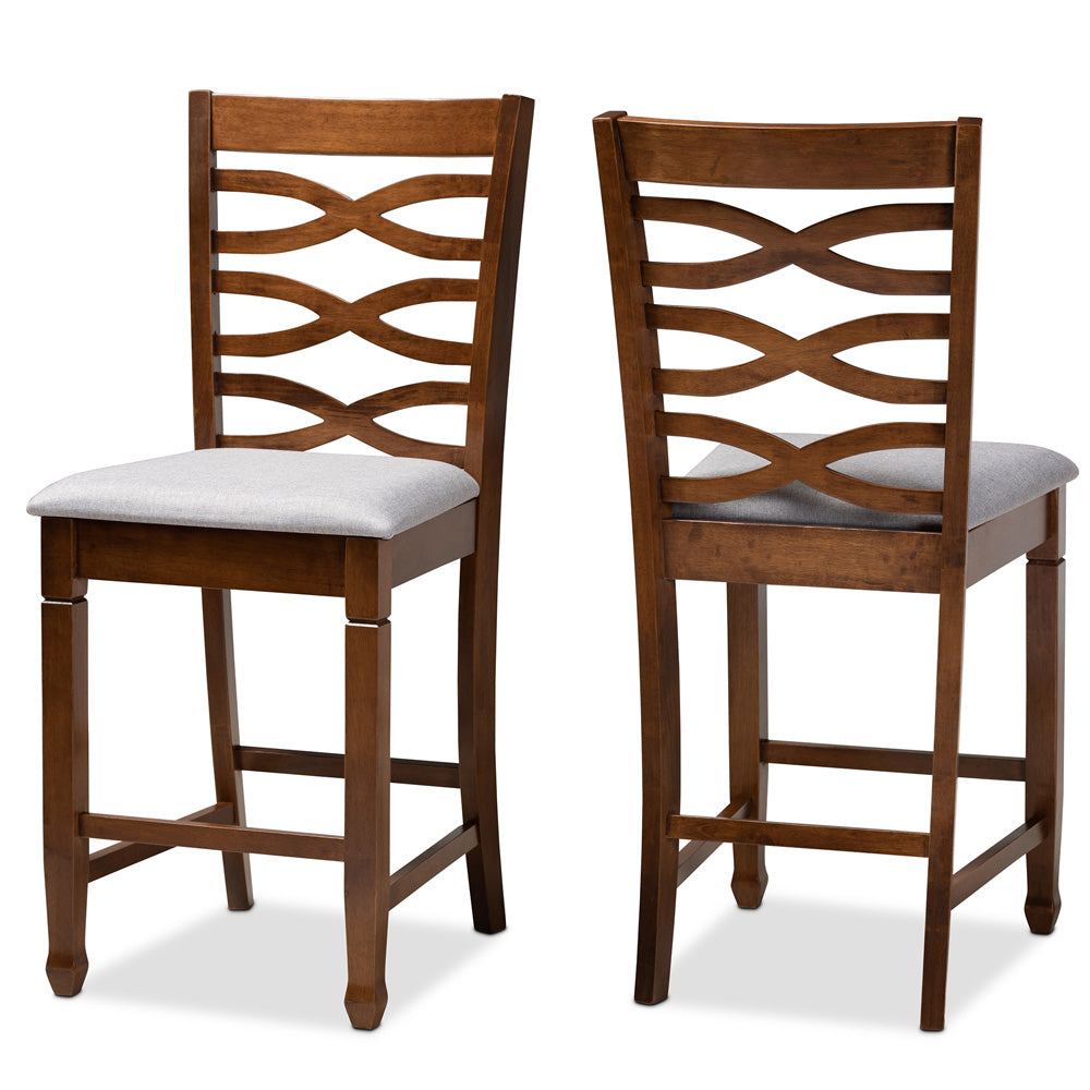 Baxton Studio - Lanier Set of 2 Counter Stools in Grey/Walnut - RH318P-Grey/Walnut-PC view 1