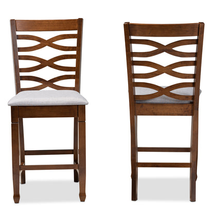 Baxton Studio - Lanier Set of 2 Counter Stools in Grey/Walnut - RH318P-Grey/Walnut-PC view 2