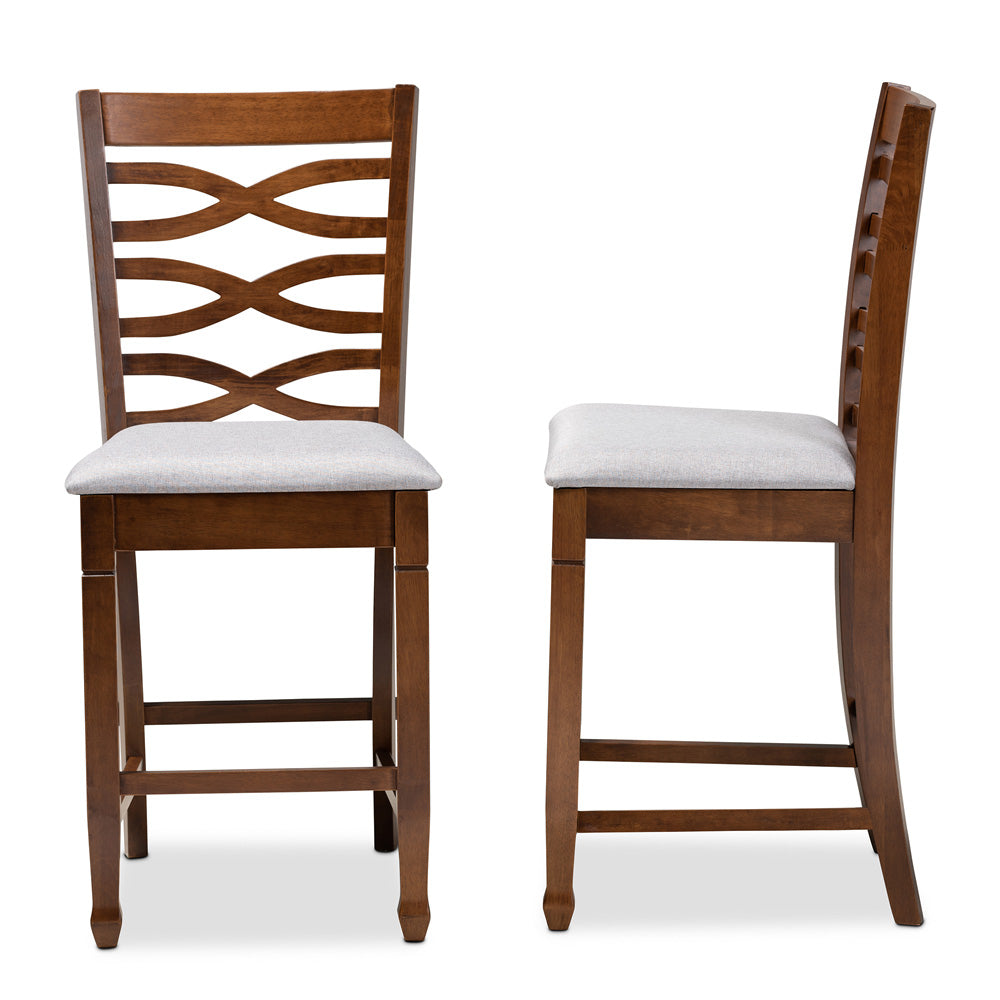 Baxton Studio - Lanier Set of 2 Counter Stools in Grey/Walnut - RH318P-Grey/Walnut-PC view 3