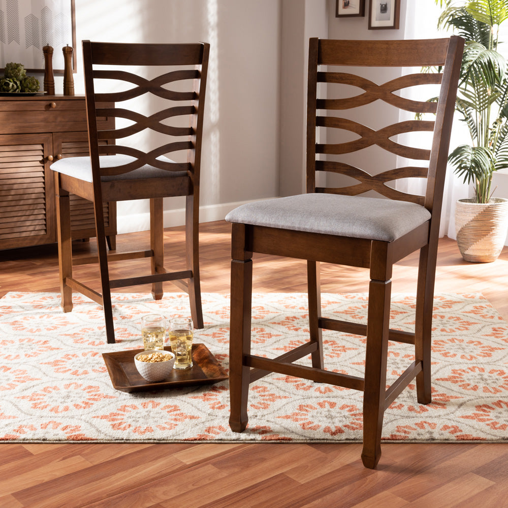 Baxton Studio - Lanier Set of 2 Counter Stools in Grey/Walnut - RH318P-Grey/Walnut-PC view 6