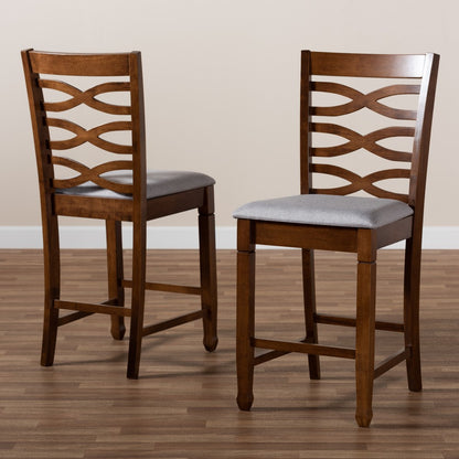 Baxton Studio - Lanier Set of 2 Counter Stools in Grey/Walnut - RH318P-Grey/Walnut-PC view 7