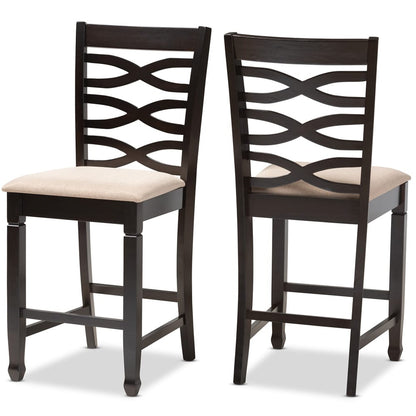 Baxton Studio - Lanier Set of 2 Counter Stools in Sand Brown/Espresso - RH318P-Sand/Dark Brown-PC view 1