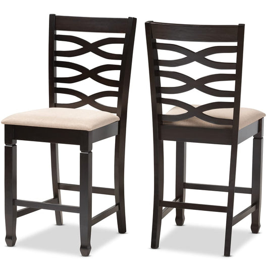 Baxton Studio - Lanier Set of 2 Counter Stools in Sand Brown/Espresso - RH318P-Sand/Dark Brown-PC view 1