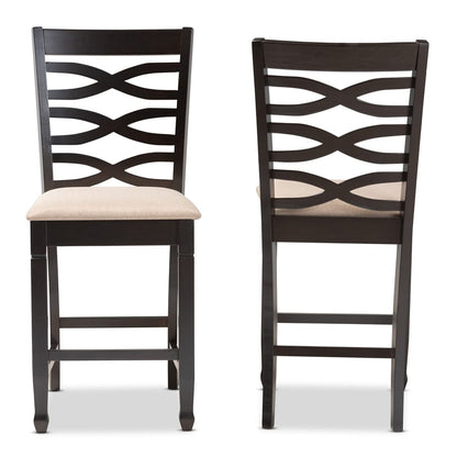 Baxton Studio - Lanier Set of 2 Counter Stools in Sand Brown/Espresso - RH318P-Sand/Dark Brown-PC view 2