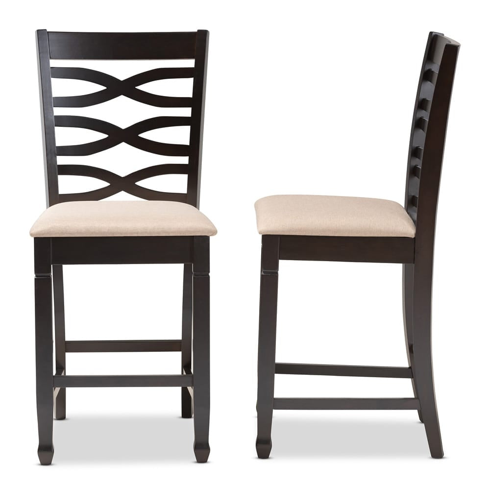 Baxton Studio - Lanier Set of 2 Counter Stools in Sand Brown/Espresso - RH318P-Sand/Dark Brown-PC view 3