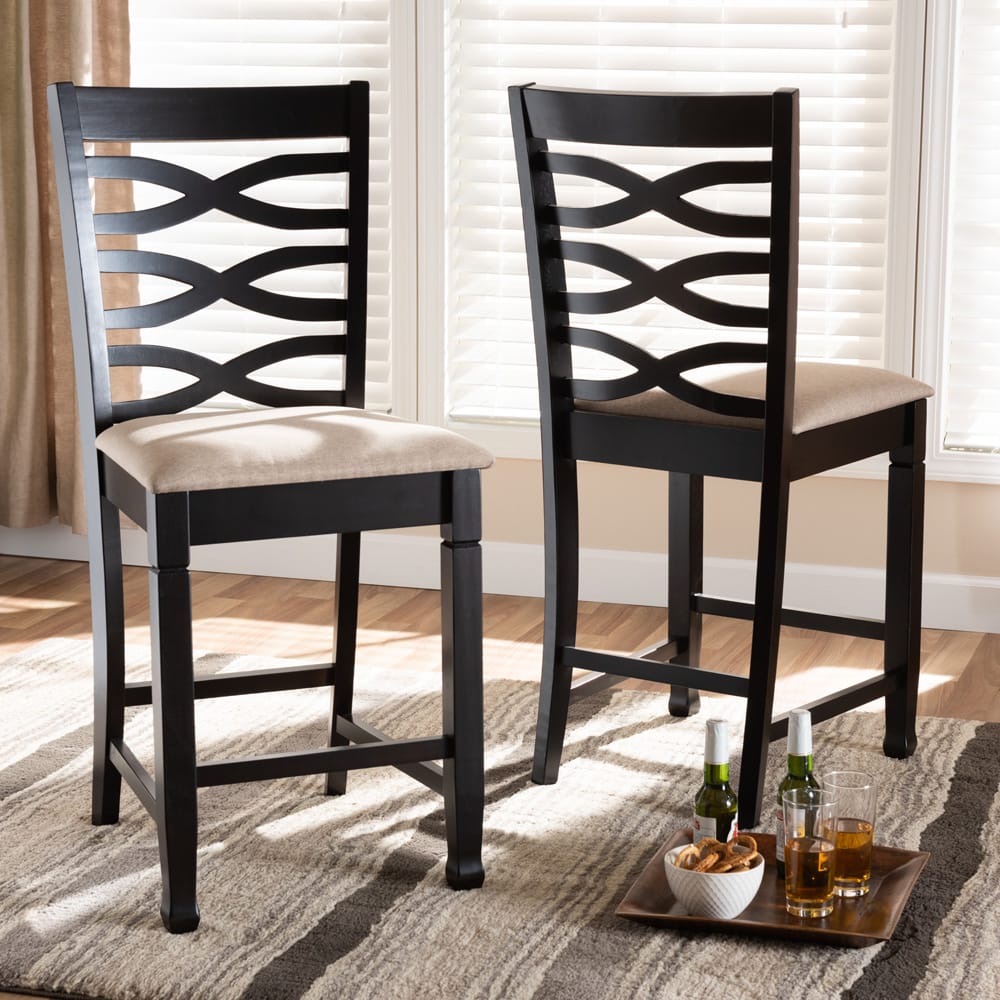 Baxton Studio - Lanier Set of 2 Counter Stools in Sand Brown/Espresso - RH318P-Sand/Dark Brown-PC view 5