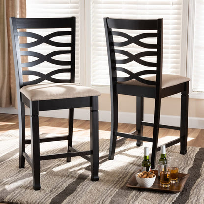 Baxton Studio - Lanier Set of 2 Counter Stools in Sand Brown/Espresso - RH318P-Sand/Dark Brown-PC view 5
