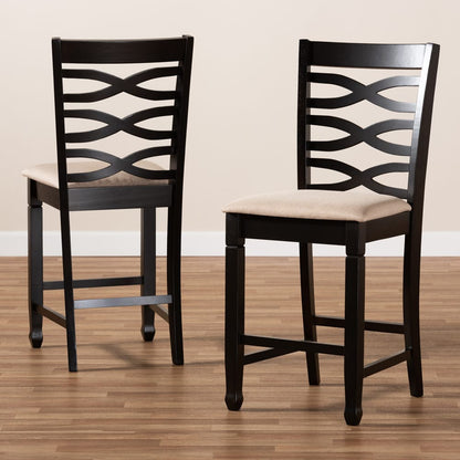 Baxton Studio - Lanier Set of 2 Counter Stools in Sand Brown/Espresso - RH318P-Sand/Dark Brown-PC view 6