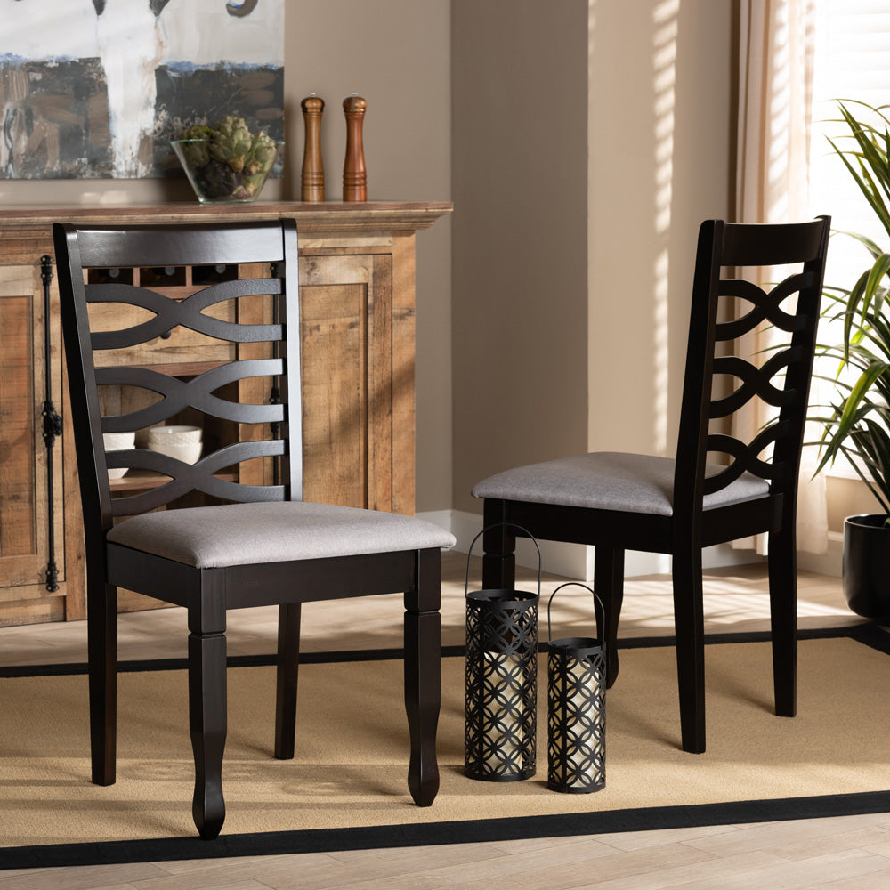 Baxton Studio - Lanier Set of 2 Dining Chairs in Grey/Dark Brown - RH318C-Grey/Dark Brown-DC-2PK view 6