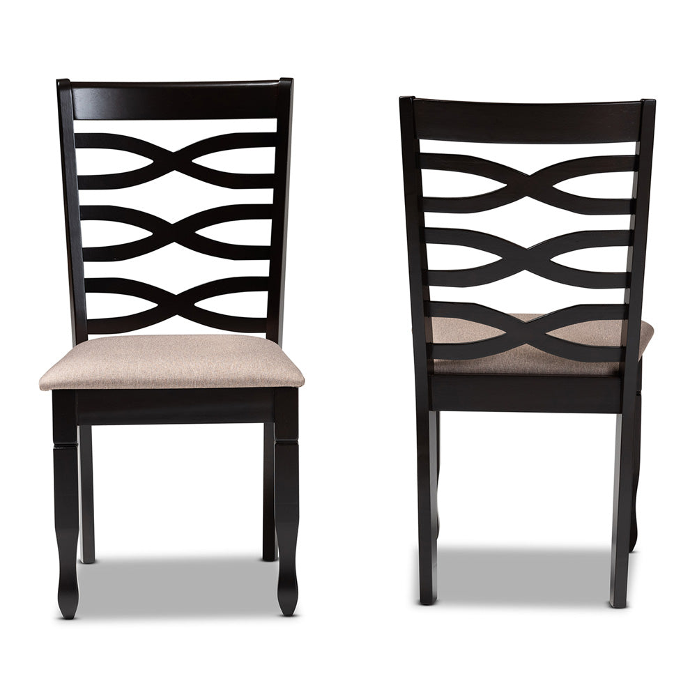 Baxton Studio - Lanier Set of 2 Dining Chairs in Sand/Dark Brown - RH318C-Sand/Dark Brown-DC-2PK view 2