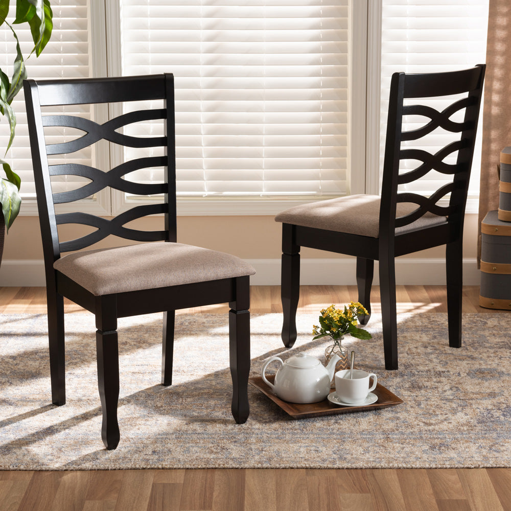 Baxton Studio - Lanier Set of 2 Dining Chairs in Sand/Dark Brown - RH318C-Sand/Dark Brown-DC-2PK view 6