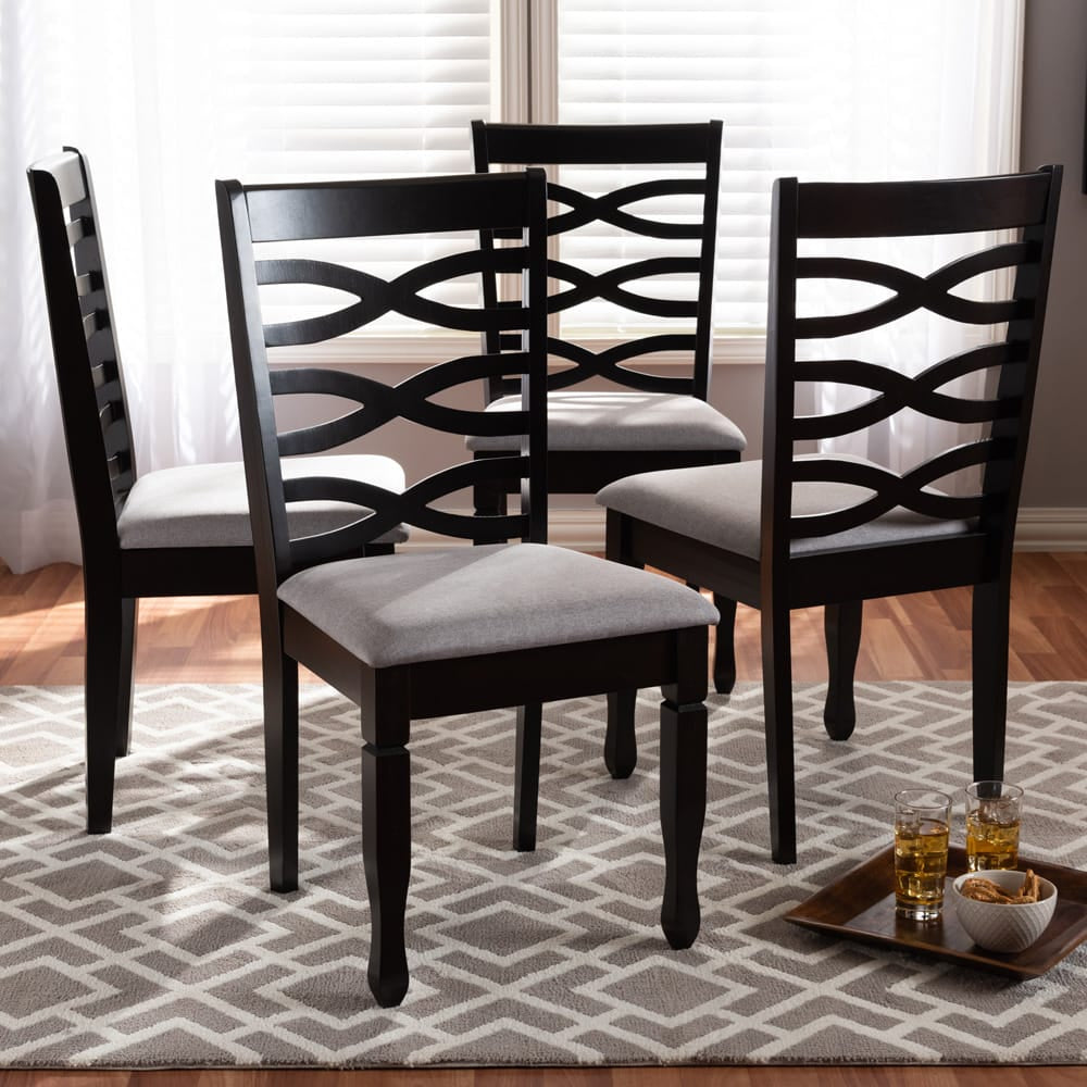 Baxton Studio - Lanier Set of 4 Dining Chairs in Gray/Espresso - RH318C-Grey/Dark Brown-DC-4PK view 5