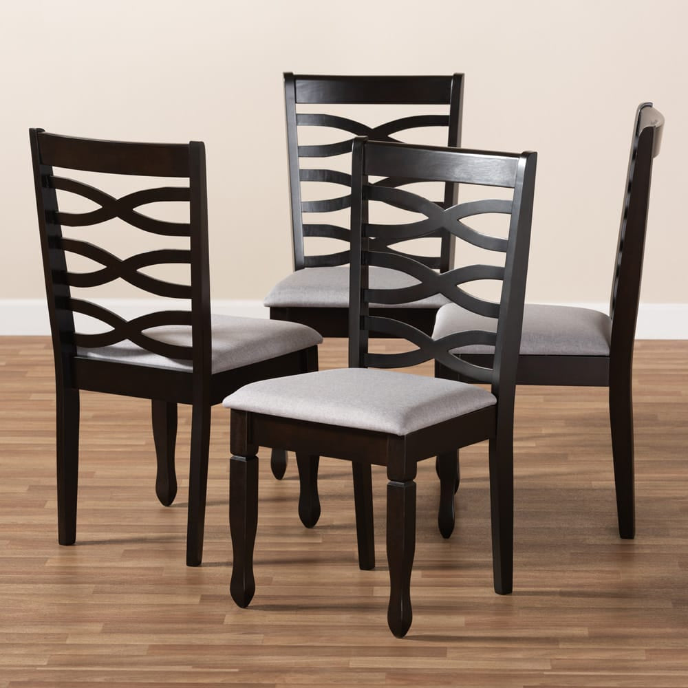 Baxton Studio - Lanier Set of 4 Dining Chairs in Gray/Espresso - RH318C-Grey/Dark Brown-DC-4PK view 6