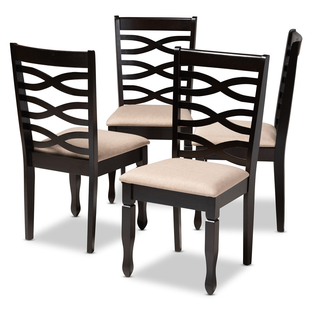 Baxton Studio - Lanier Set of 4 Dining Chairs in Sand Brown/Espresso - RH318C-Sand/Dark Brown-DC-4PK view 1
