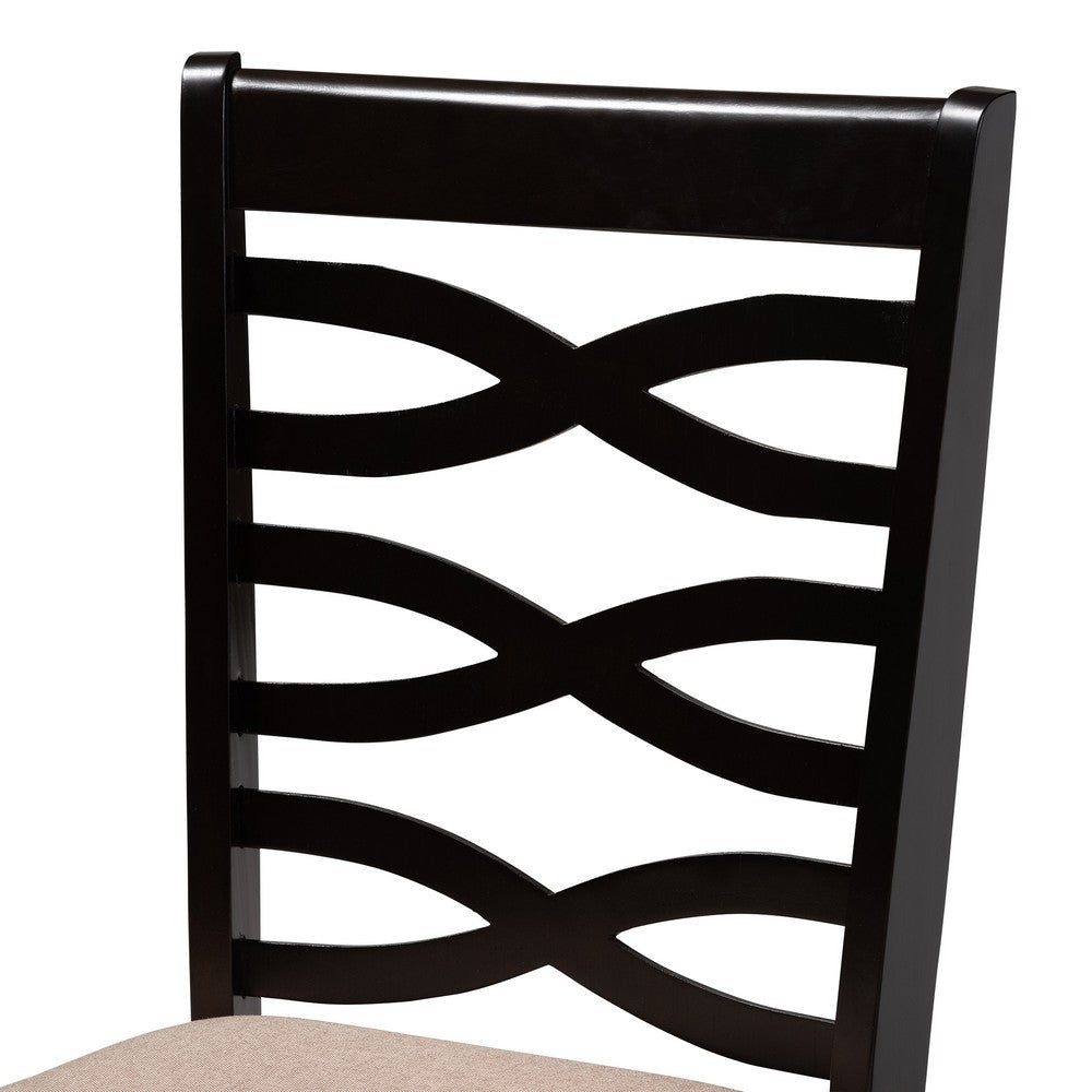 Baxton Studio - Lanier Set of 4 Dining Chairs in Sand Brown/Espresso - RH318C-Sand/Dark Brown-DC-4PK view 3
