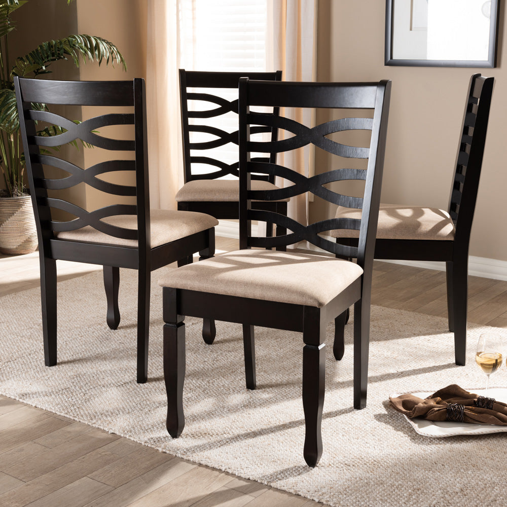 Baxton Studio - Lanier Set of 4 Dining Chairs in Sand Brown/Espresso - RH318C-Sand/Dark Brown-DC-4PK view 5