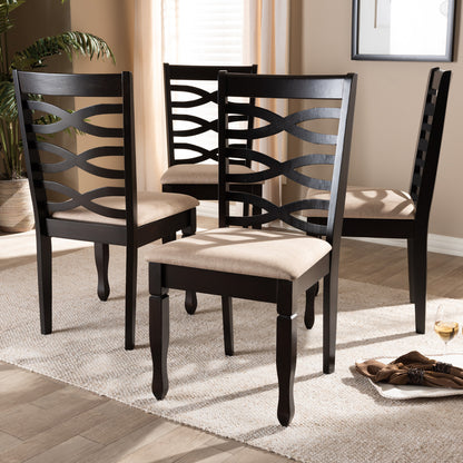 Baxton Studio - Lanier Set of 4 Dining Chairs in Sand Brown/Espresso - RH318C-Sand/Dark Brown-DC-4PK view 5