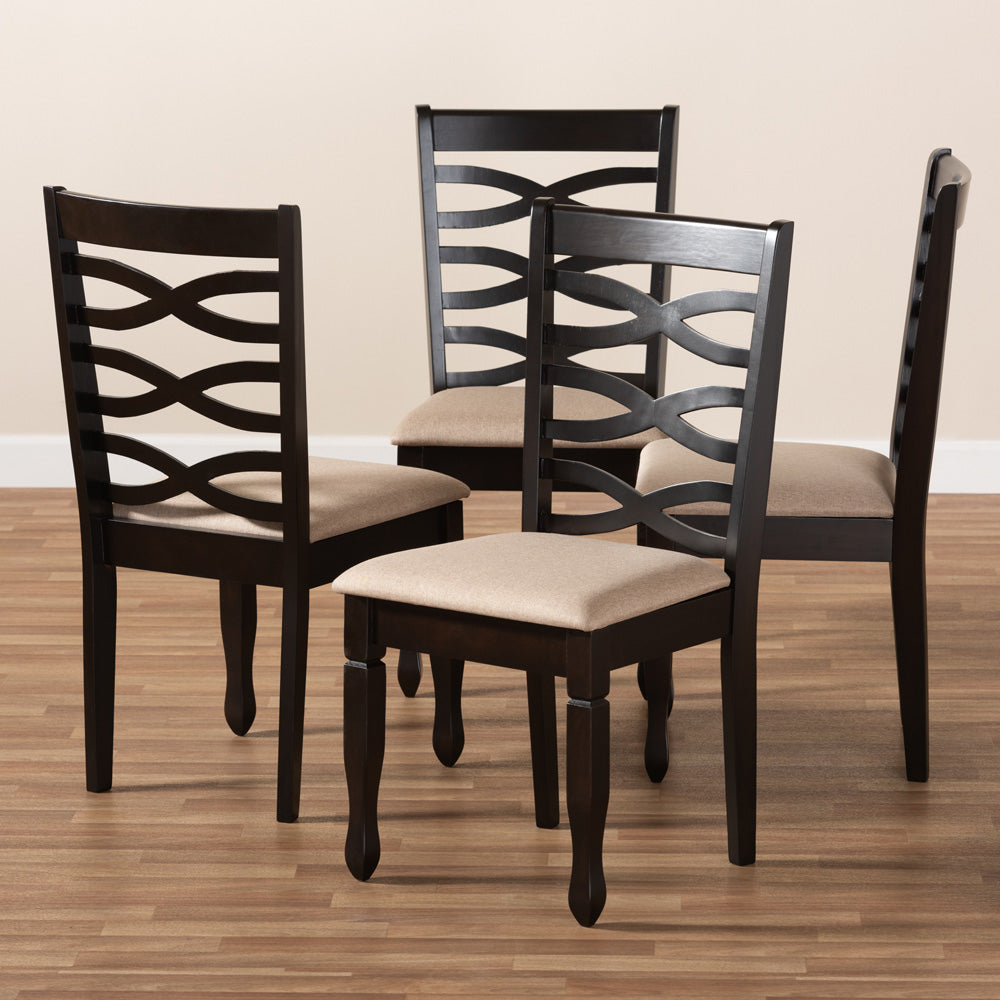 Baxton Studio - Lanier Set of 4 Dining Chairs in Sand Brown/Espresso - RH318C-Sand/Dark Brown-DC-4PK view 6