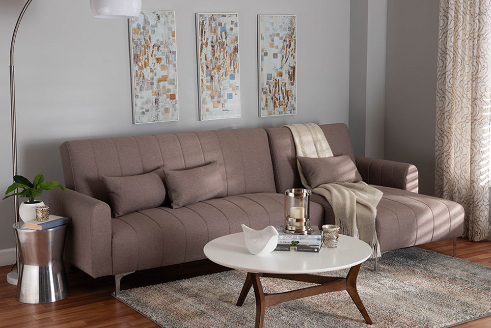 Baxton Studio - LaNoma Sleeper Sofa - LaNoma-Clay-RFC view 7