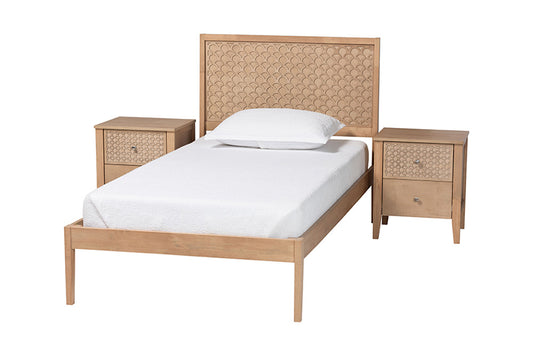 Baxton Studio - Lara Bedroom Set - Lara-Natural Wood-3PC Twin Bedroom Set view 1