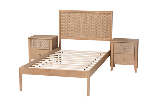 Baxton Studio - Lara Bedroom Set - Lara-Natural Wood-3PC Twin Bedroom Set view 2
