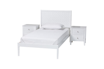 Baxton Studio - Lara Bedroom Set - Lara-White Solid-3PC Twin Bedroom Set view 1