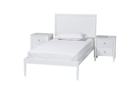 Baxton Studio - Lara Bedroom Set - Lara-White Solid-3PC Twin Bedroom Set view 1