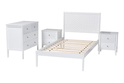 Baxton Studio - Lara Bedroom Set - Lara-White Solid-4PC Twin Bedroom Set view 2