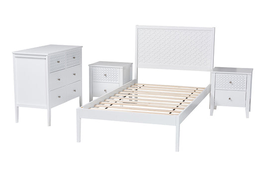 Baxton Studio - Lara Bedroom Set - Lara-White Solid-4PC Twin Bedroom Set view 2
