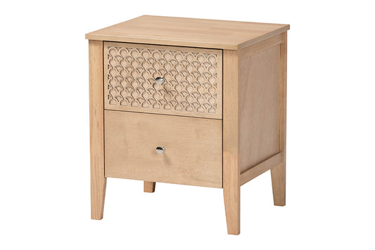Baxton Studio - Lara Nightstand - Lara-Natural Wood-Nightstand view 1