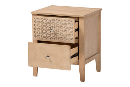 Baxton Studio - Lara Nightstand - Lara-Natural Wood-Nightstand view 2