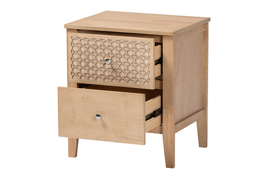 Baxton Studio - Lara Nightstand - Lara-Natural Wood-Nightstand view 2