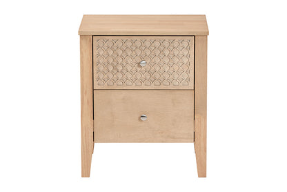 Baxton Studio - Lara Nightstand - Lara-Natural Wood-Nightstand view 3