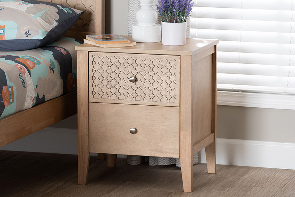 Baxton Studio - Lara Nightstand - Lara-Natural Wood-Nightstand view 5