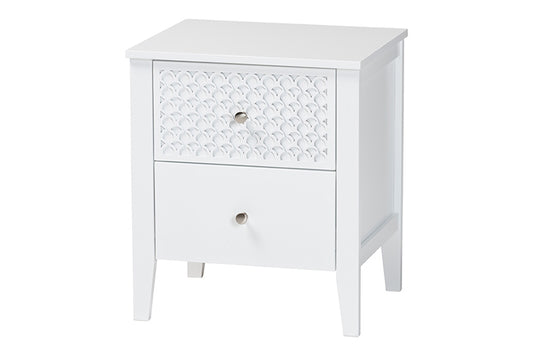 Baxton Studio - Lara Nightstand - Lara-White Solid-Nightstand view 1